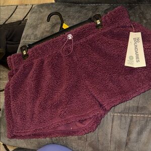 No Boundaries Women's Cozy Plush Purple Shorts with Drawstrings